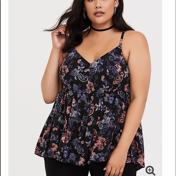 ❌SOLD❌ NWT! BLACK PAISLEY CHALLIS BABYDOLL CAMI - Picture 1 of 6